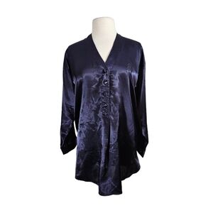Victoria's Secret Gold Label Vintage Indigo Satin Night Shirt